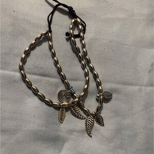 Silver and Gold Leaf Charm Bracelet Set